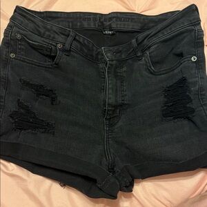 American Eagle Outfitters Black Ripped Jean Shorts